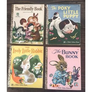 Vintage Little Golden Books Lot of 4 Bunny Poky Puppy Easter Kids Bunny Rabbit